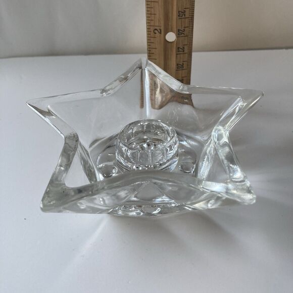 Vintage Star Shaped Glass Taper Tea Light Candle Holders 3 piece Set Celestial - Picture 10 of 16